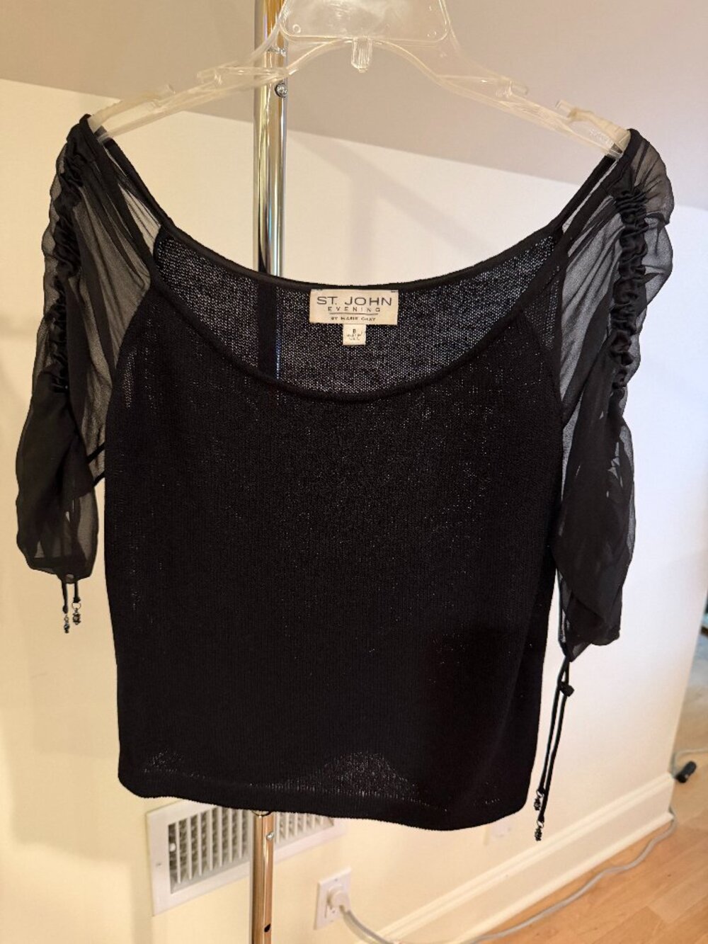 St. John Evening by Marie Gray Black Knit Top Size 8